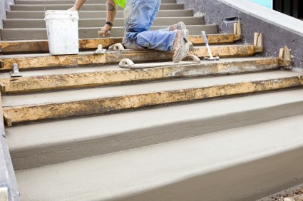 King Masonry Solutions mason building cement steps.